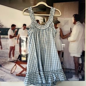 Doen Silk Light Blue & White Mini Dress